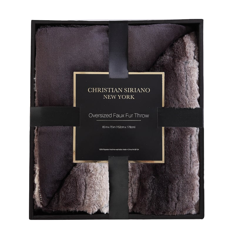 Christian Siriano NY® 60 x 70 Oversized Black Ombre Faux Fur Filled Throw