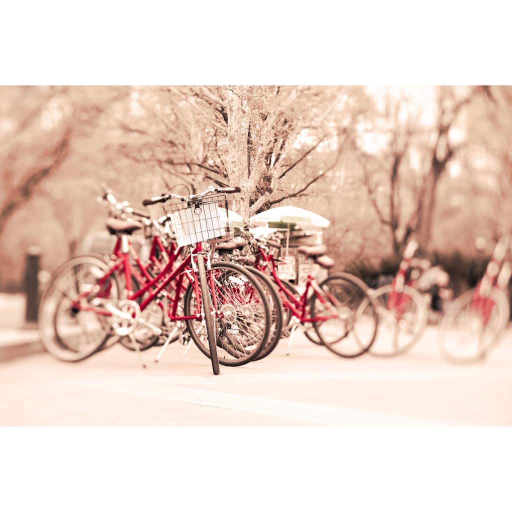 Marmont Hill - 'Little Red Riding Bike' by Morgan J Hartley Painting Print on Wrapped Canvas - Multi-Color