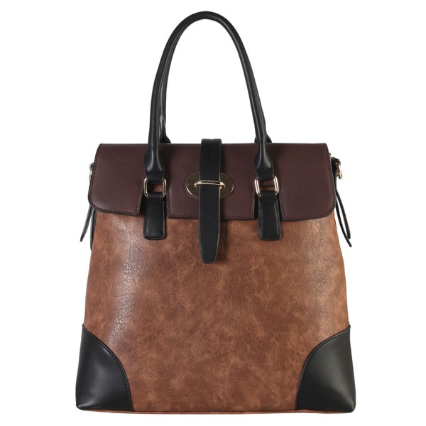 Shop Diophy Two Tone Faux Leather Birkin Style Tote Bag - Free Shipping On Orders Over $45 ...