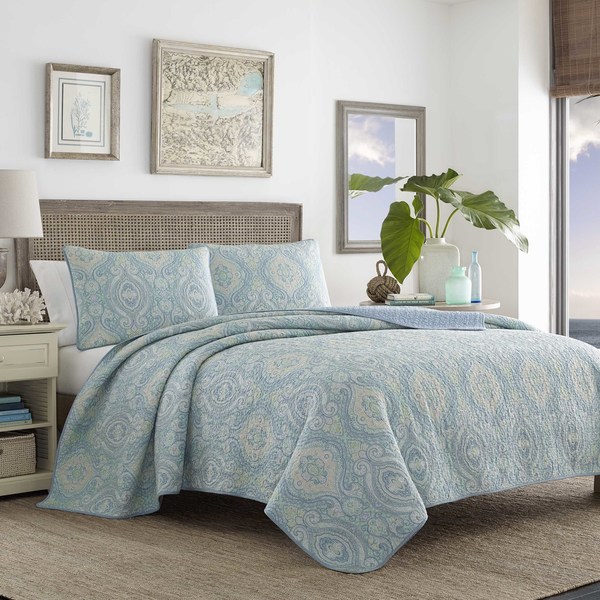 Tommy Bahama Turtle Cove Blue Cotton Quilt Set