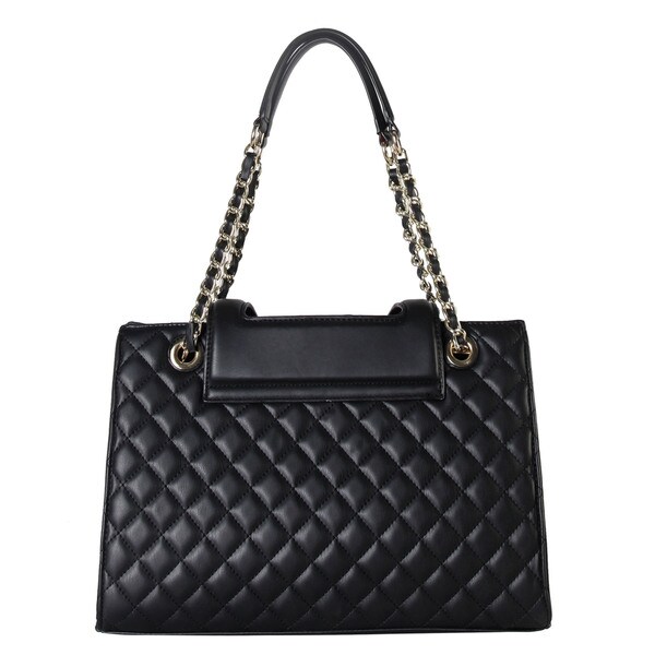 black quilted tote handbag