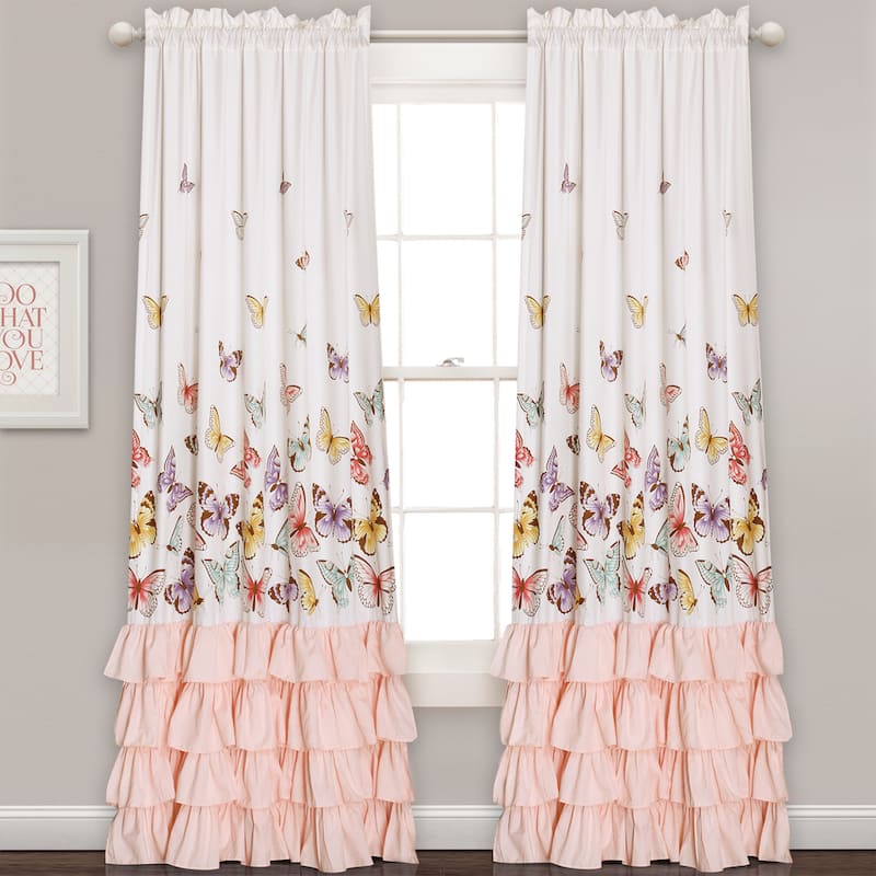 Lush Decor Flutter Butterfly Window Curtain Panel Pair