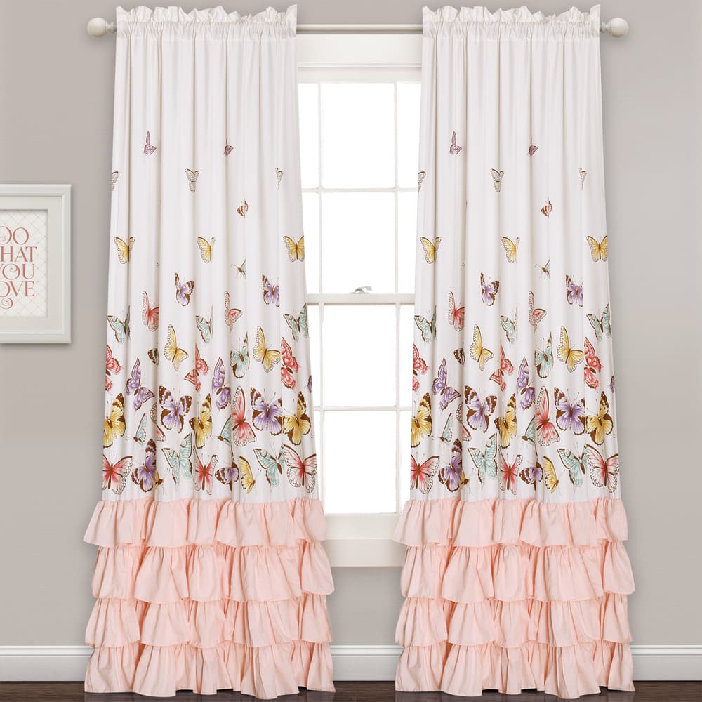Lush Decor Flutter Butterfly Window Curtain Panel Pair