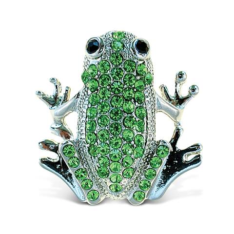 Puzzled Frog with Crystals Sparkling Refrigerator Magnet