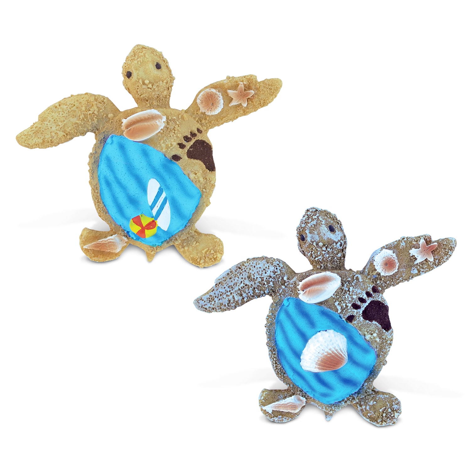 Puzzled Sea Turtle Multicolor Resin Refrigerator Blue Wave Magnets (Set of 2)