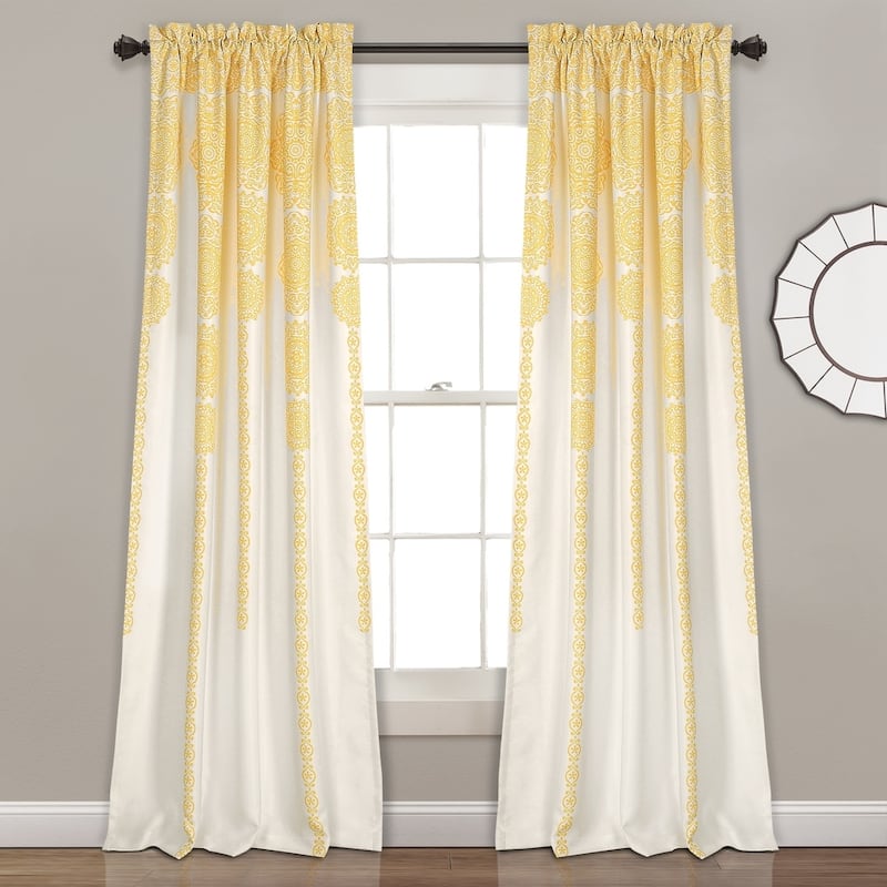 Lush Decor Stripe Medallion Room Darkening Curtain Panel Pair