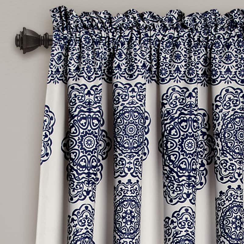 Lush Decor Stripe Medallion Room Darkening Curtain Panel Pair