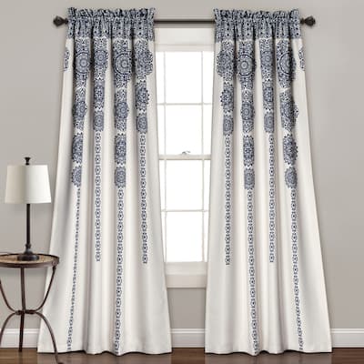 Lush Decor Stripe Medallion Room Darkening Curtain Panel Pair