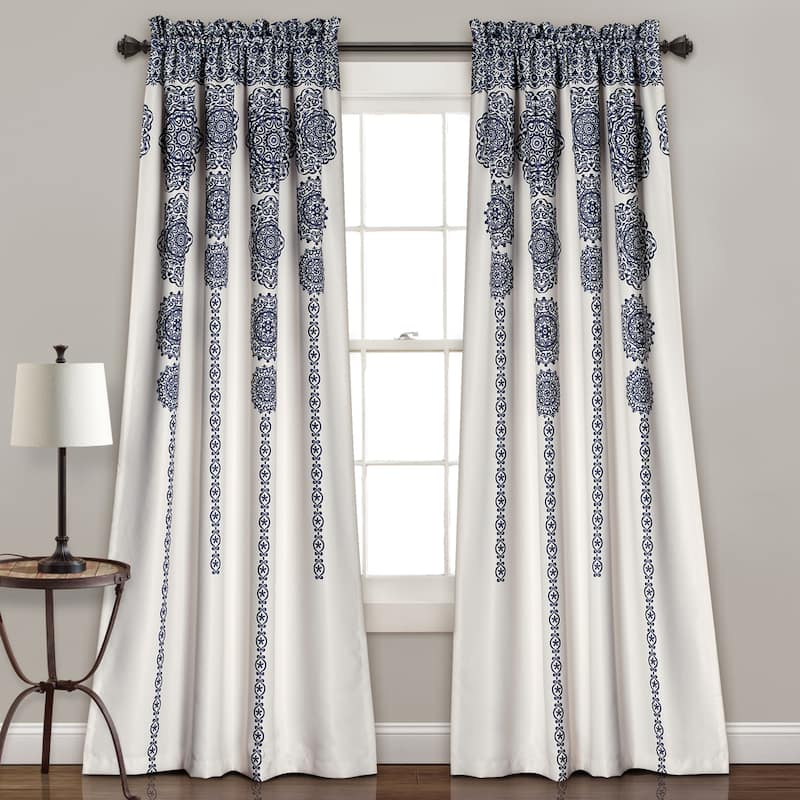 Lush Decor Stripe Medallion Room Darkening Curtain Panel Pair