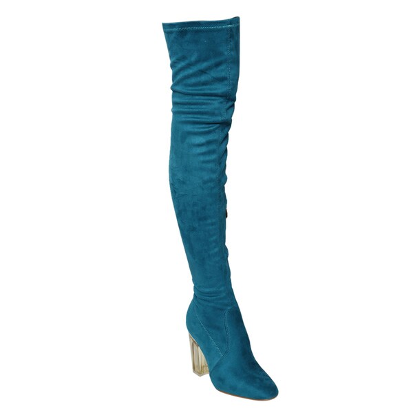 teal over the knee boots