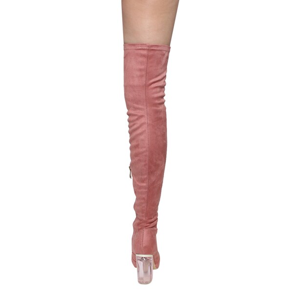 clear heel over the knee boots