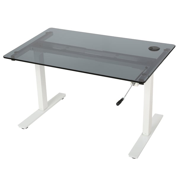 Shop Washington 55 Inch Glass Desk With Adjustable Height And