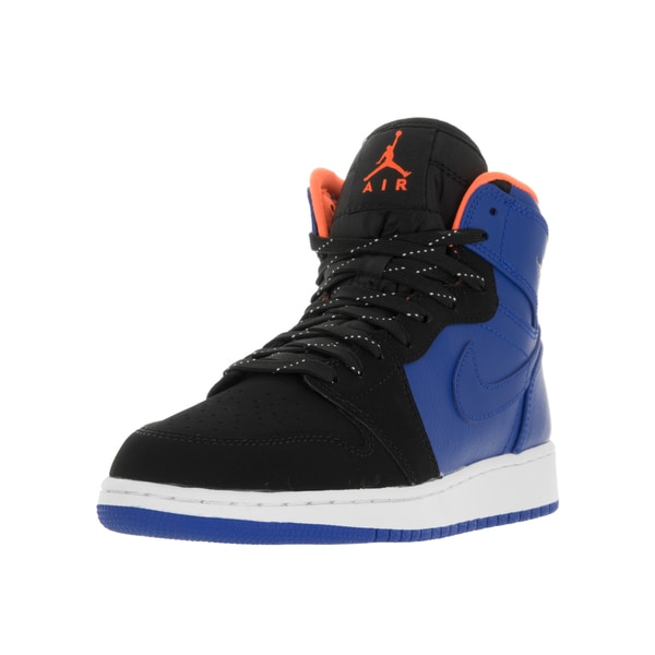 Shop Nike Jordan Kids Air Jordan 1 Black And Blue Leather Retro