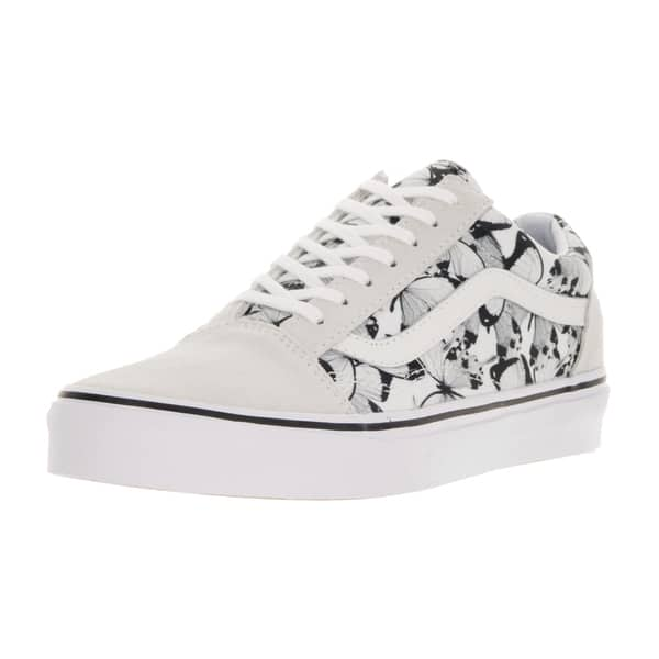 Shop Vans Unisex Old Skool Butterfly True White Black Skate Shoe