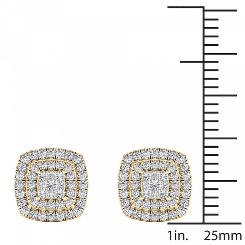 De Couer IGI Certified 14K Yellow Gold 1/2ct TDW Diamond Halo Earrings
