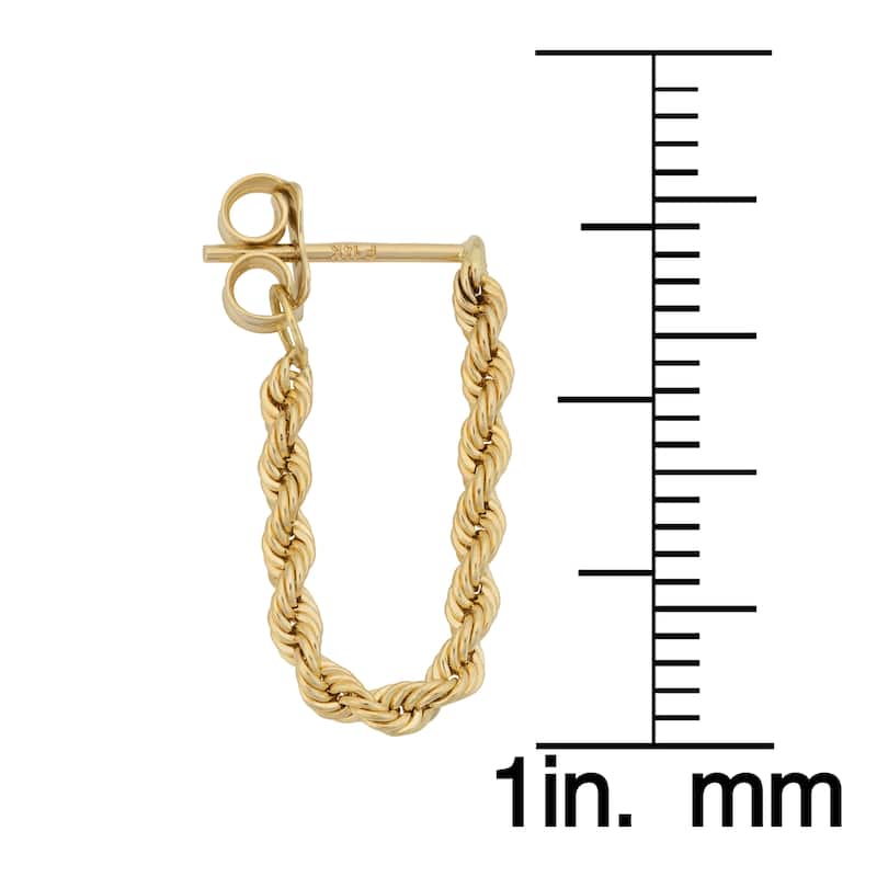 Fremada 14k Yellow Gold Rope Chain Earrings