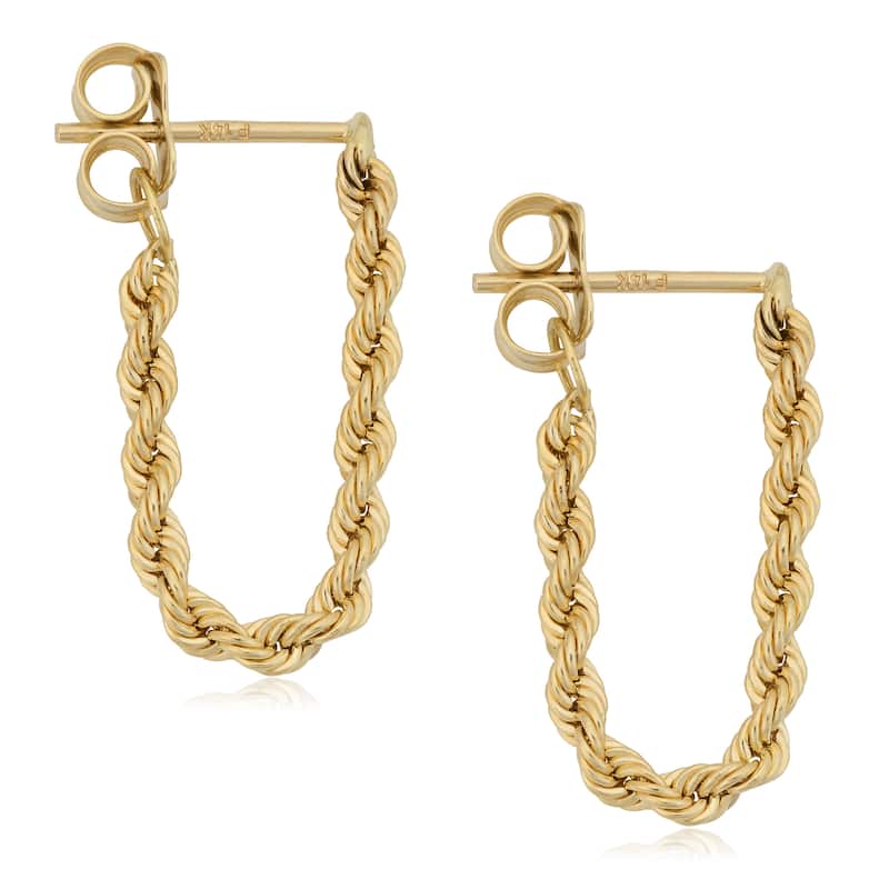 Fremada 14k Yellow Gold Rope Chain Earrings