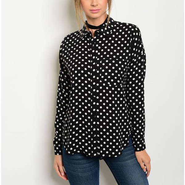 polka dot button up shirt