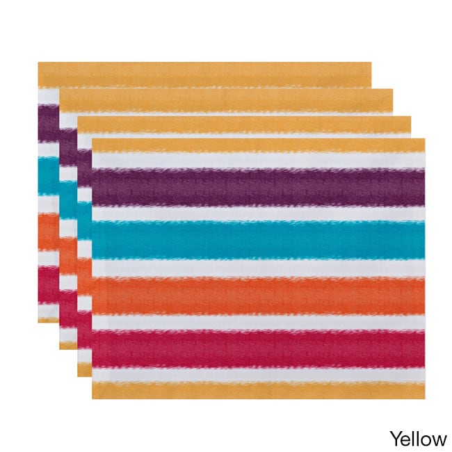 'Fun in the Sun' Colorful Stripe Print Placemats (Set of 4) - Yellow
