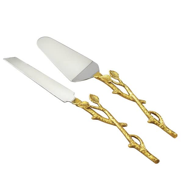 Hammered Gold Server & Knife Set