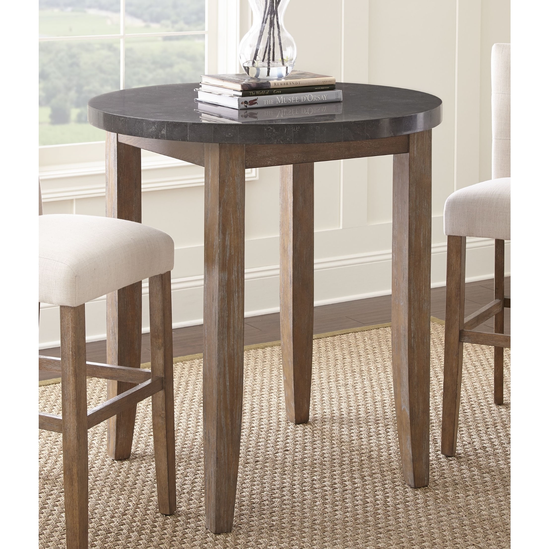 Shop Danni 40 Inch Round Stone Top Pub Table by Greyson ...