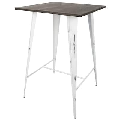 Carbon Loft Acar Pub Table in Vintage White and Espresso