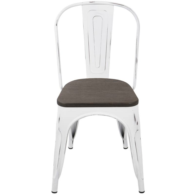Lumisource Oregon Vintage White Steel and Espresso Wood Dining Chairs (Set of 2)