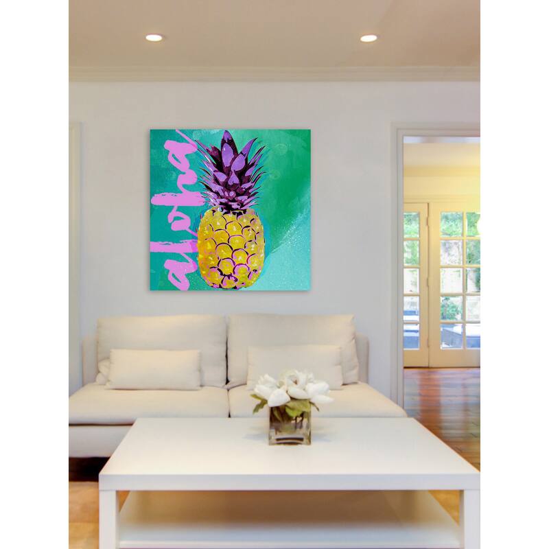 Marmont Hill - 'Pineapple Aloha' by Rick Martin Painting Print on Wrapped Canvas - Multi-Color