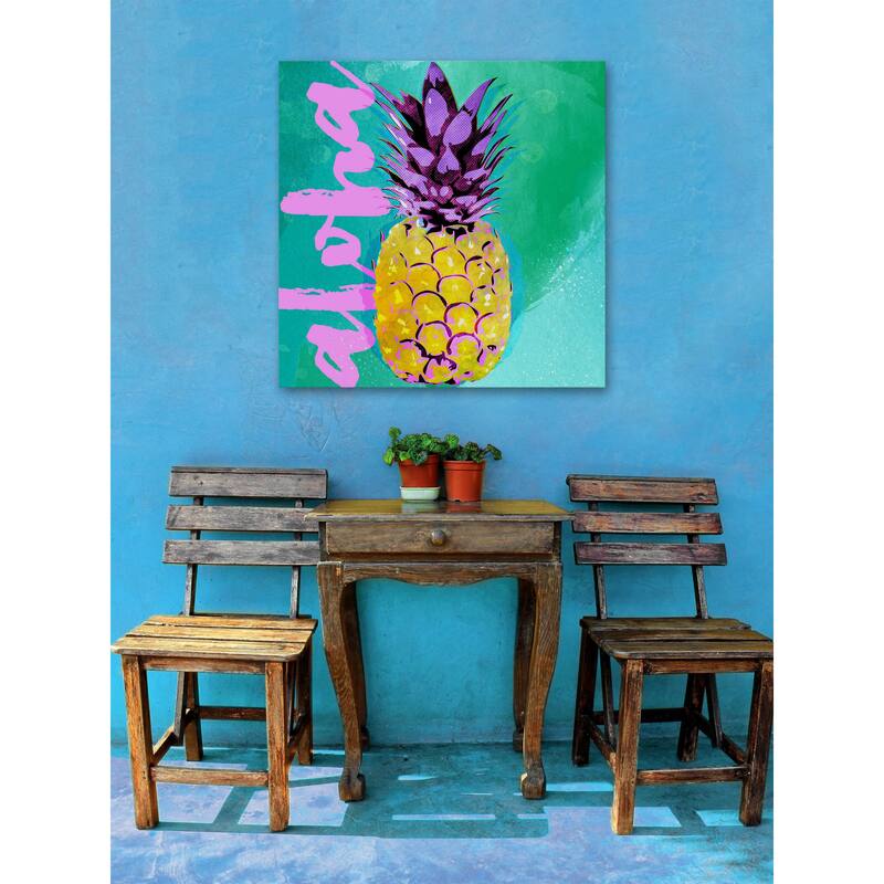 Marmont Hill - 'Pineapple Aloha' by Rick Martin Painting Print on Wrapped Canvas - Multi-Color
