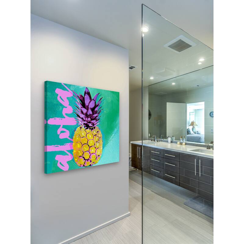 Marmont Hill - 'Pineapple Aloha' by Rick Martin Painting Print on Wrapped Canvas - Multi-Color