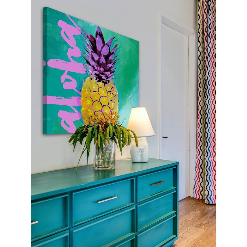Marmont Hill - 'Pineapple Aloha' by Rick Martin Painting Print on Wrapped Canvas - Multi-Color