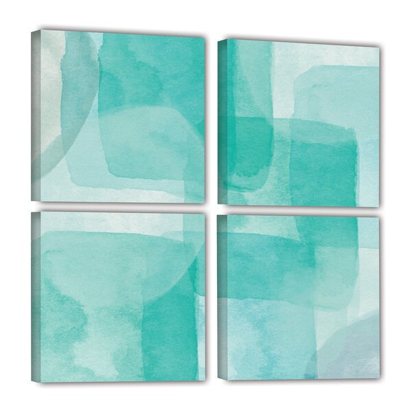 Linda Woods's 'Beach Glass 1' 4 Piece Gallery Wrapped Canvas Square Set