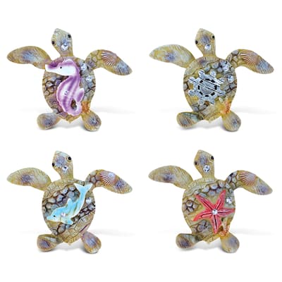 Puzzled Sea Turtle Rockstone Resin Refrigerator Magnet (Pack of 4)