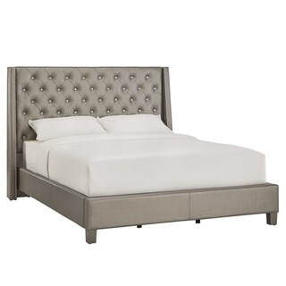Aurora Faux Leather Crystal Wingback Bed iNSPIRE Q
