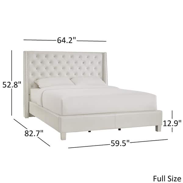 dimension image slide 3 of 2, Aurora Faux Leather Crystal Tufted Nailhead Wingback Bed by iNSPIRE Q Bold