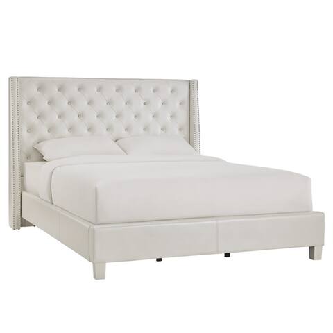 Aurora Faux Leather Crystal Tufted Nailhead Wingback Bed by iNSPIRE Q Bold