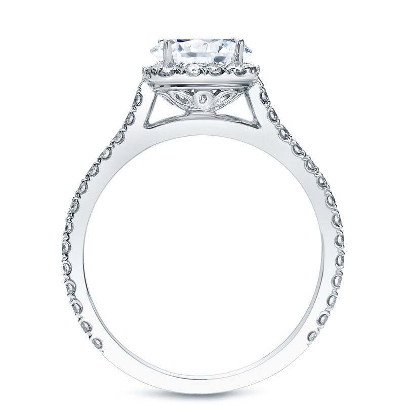 Auriya 14k Gold 1 1/2ctw Cushion-cut Halo Diamond Engagement Ring Certified