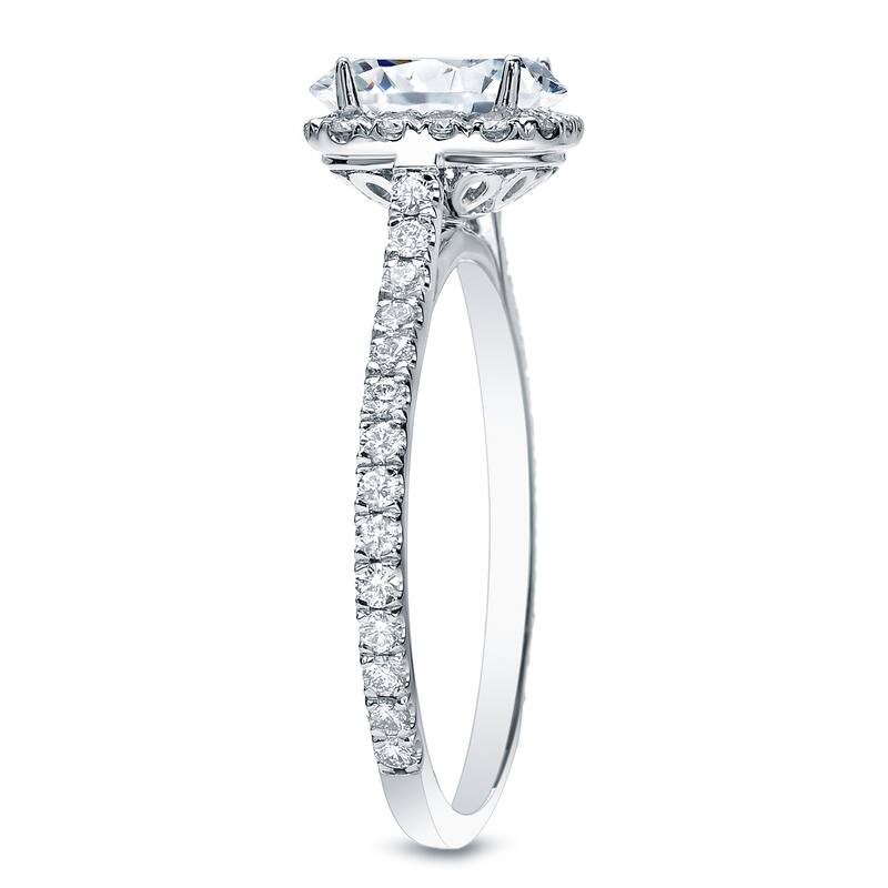 Auriya 14k Gold 1 1/2ctw Cushion-cut Halo Diamond Engagement Ring Certified