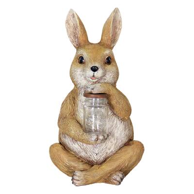 Exhart Solar Rabbit with Encased Fireflies LED Garden Statue