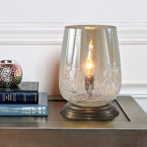 River of Goods Metallic Smoke Crackled Glass 7.9-inch Handblown Accent Table Lamp - 5.5"L x 5.5"W x 7.9"H