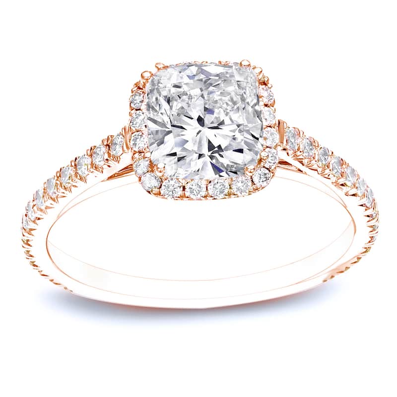 Auriya 14k Gold 1 3/4ctw Cushion-cut Halo Diamond Engagement Ring