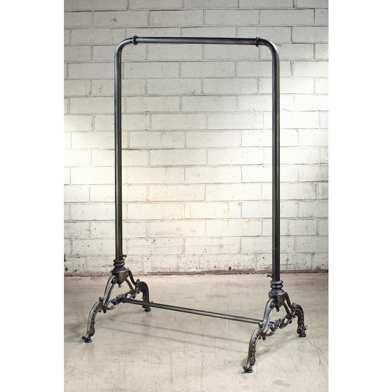 Vintage Black Iron Metal 56-inch Clothing Rack