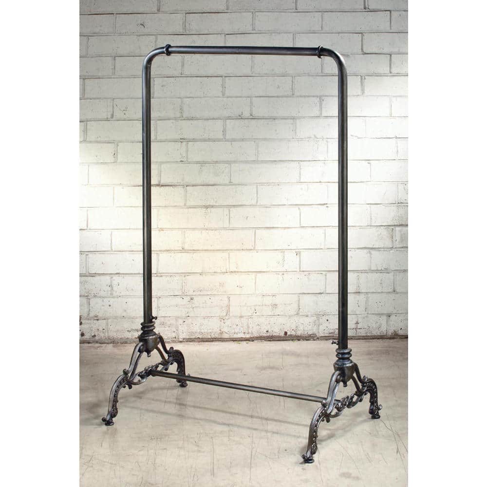Vintage Black Iron Metal 56-inch Clothing Rack