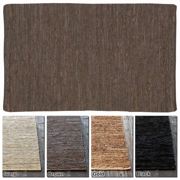 slide 2 of 13, Artist's Loom Flatweave Contemporary Solid Pattern Leather Rug (2'x3')(Set of 2)