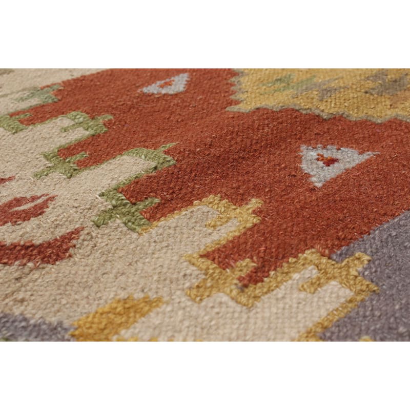 Flat-weave Ankara Cream Wool Kilim