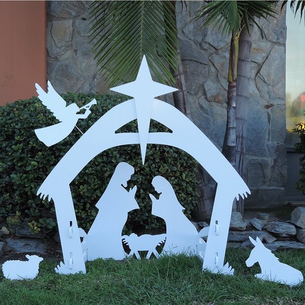 Shop Giant Outdoor Nativity Scene White PVC Large Christmas Yard Decoration Set - Free Shipping