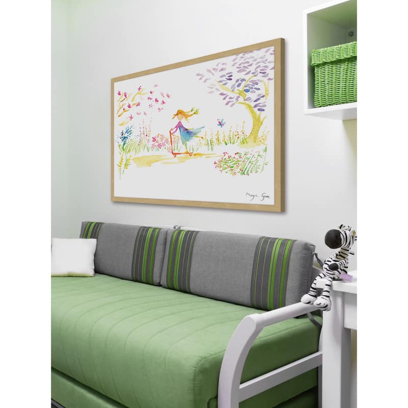 Marmont Hill - 'Girl on Scooter' by Maya Gur Framed Painting Print - Multi-Color
