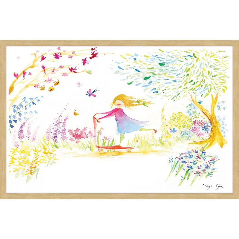 Marmont Hill - 'Girl at Park' by Maya Gur Framed Painting Print - Multi-Color