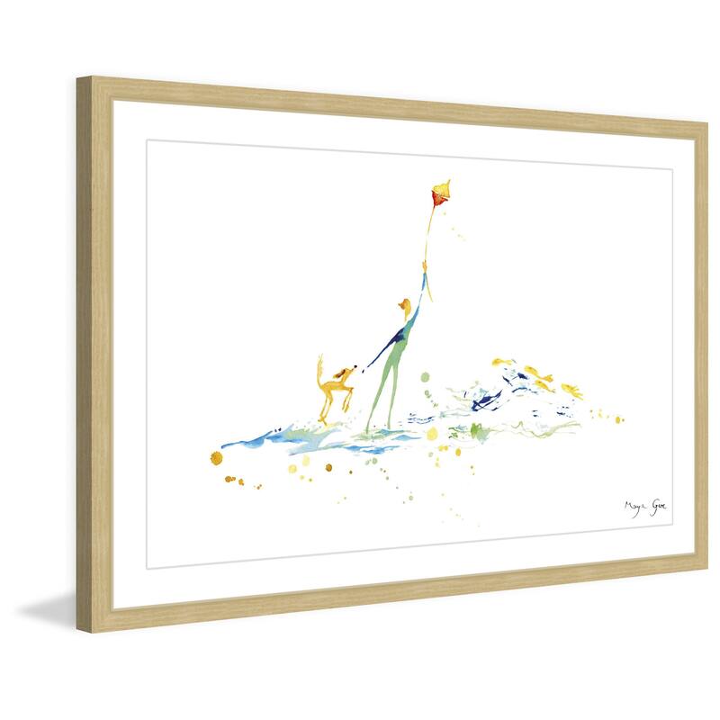 Marmont Hill - 'Boy and His Dog' by Maya Gur Framed Painting Print - Multi-Color