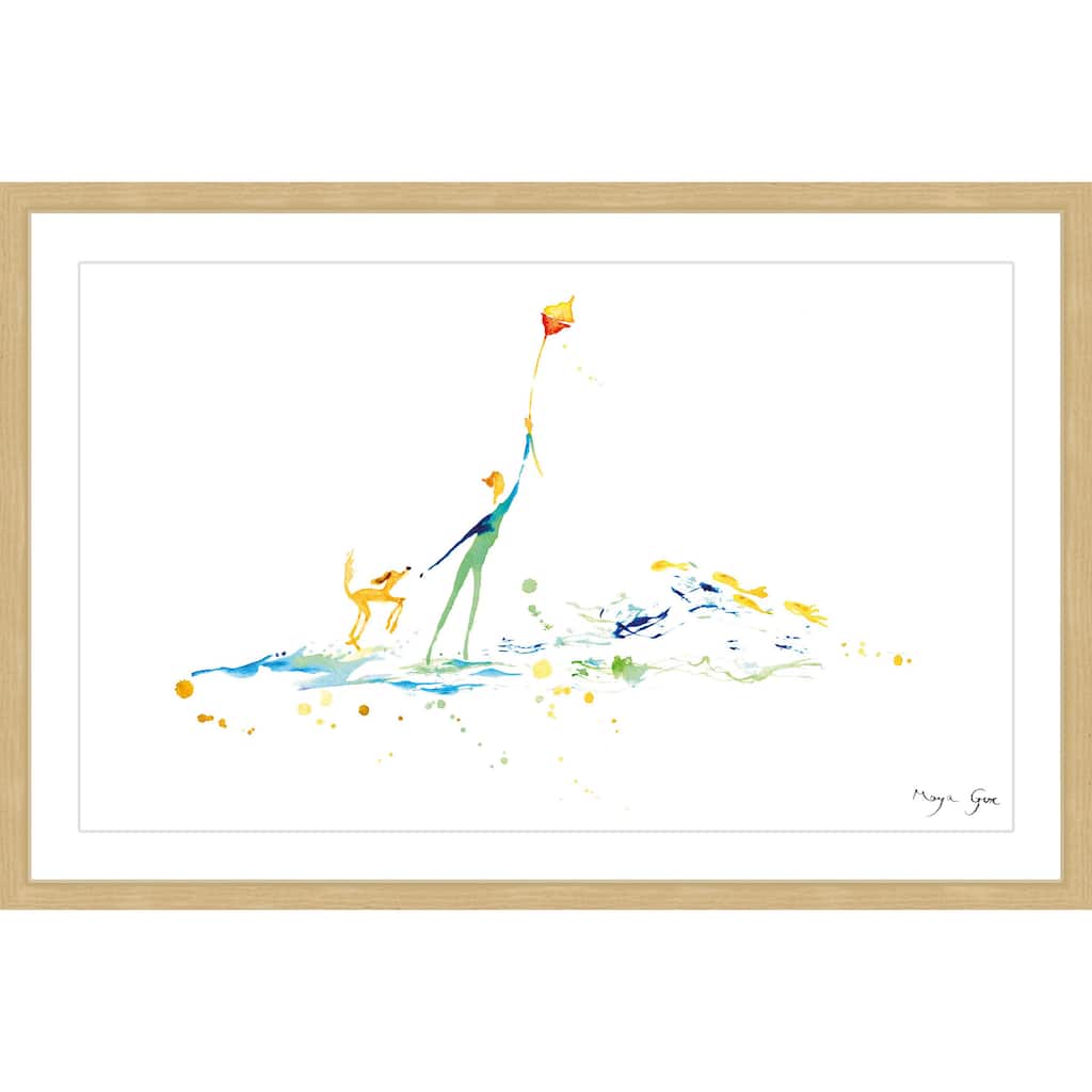 Marmont Hill - 'Boy and His Dog' by Maya Gur Framed Painting Print - Multi-Color